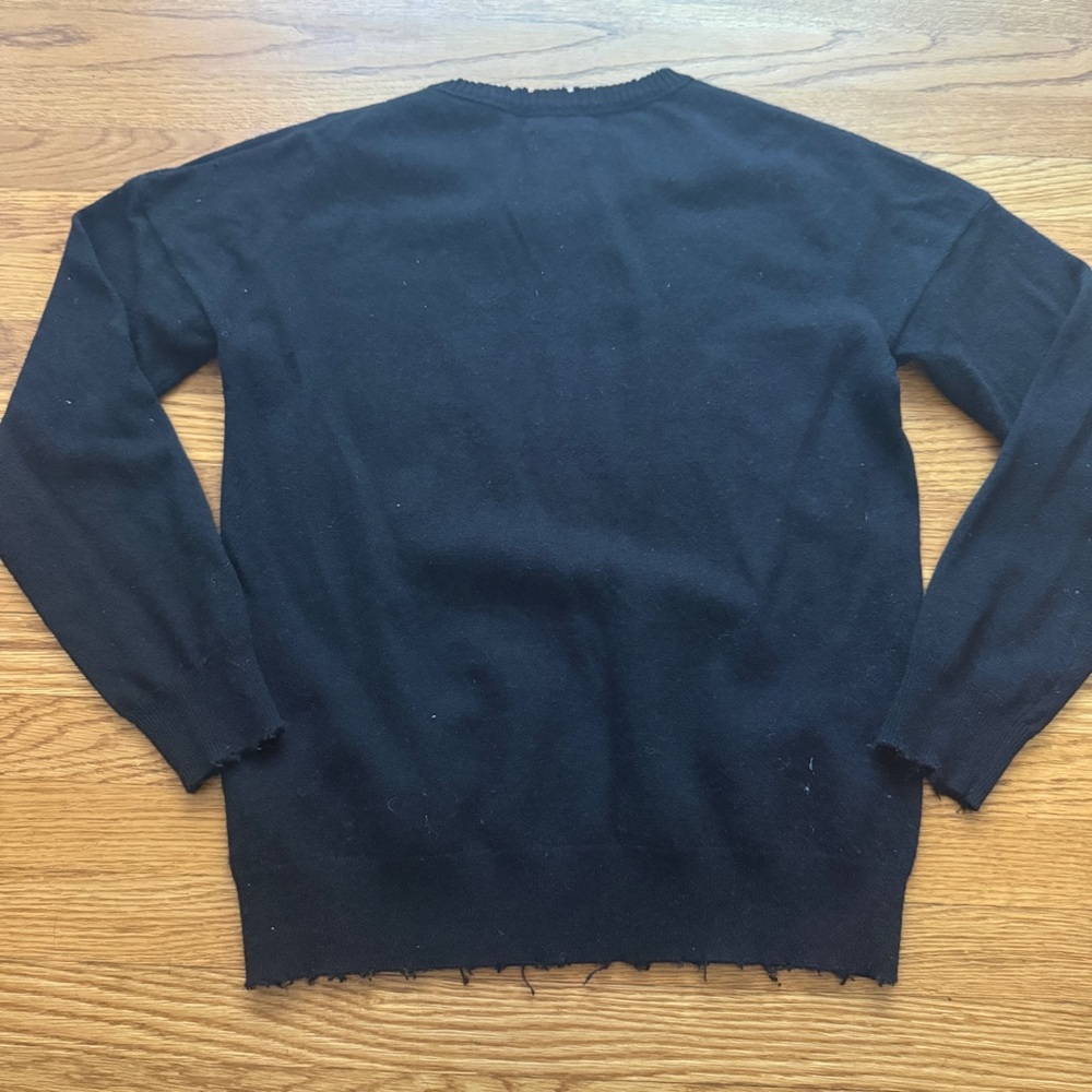 Zadig & Voltaire black wool cashmere hearts sweater S - Picture 2 of 8